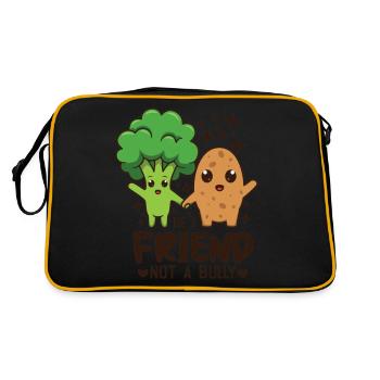 Friendship Quotes Be A Friend Not A Bully Broccoli - Retro Tasche - Schwarz/Gold - Hinten