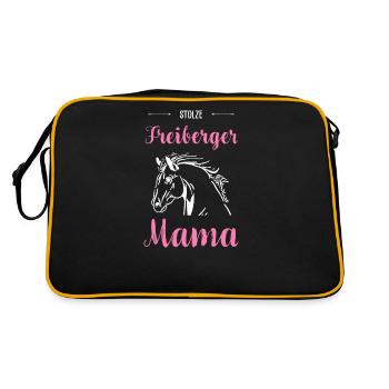 Freiberger I Pony Pferde Spruch Motiv für Reiterin - Retro Tasche - Schwarz/Gold - Hinten
