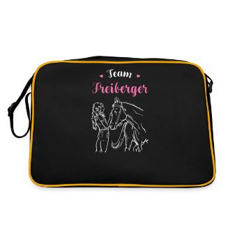 Freiberger I Pony Pferde Spruch Motiv für Reiterin - Retro Tasche - Schwarz/Gold - Hinten