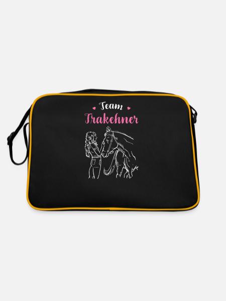 Trakehner I Pony Horse Saying Motif for Rider - Retro Bag - black/gold - Back