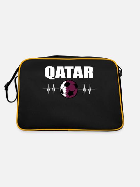 Katar Fußball - Retro Tasche - Schwarz/Gold - Hinten