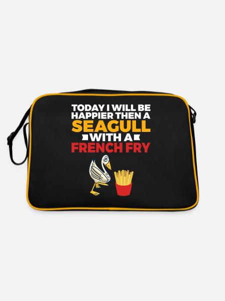 French Fries Lover Fast Food Gifts - Retro Bag - black/gold - Back