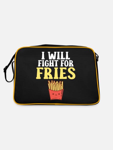 French Fries Lover Fast Food Gifts - Retro Bag - black/gold - Back
