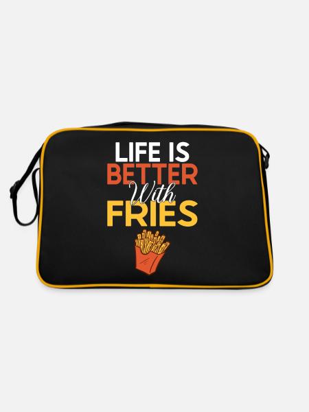 French Fries Lover Fast Food Gifts - Retro Bag - black/gold - Back
