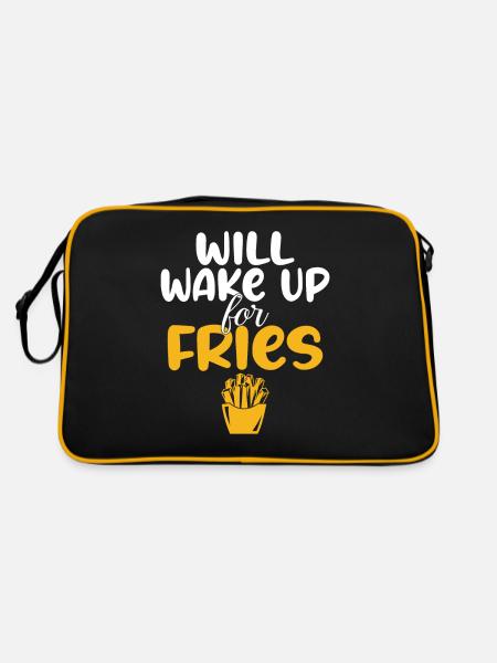 French Fries Lover Fast Food Gifts - Retro Bag - black/gold - Back