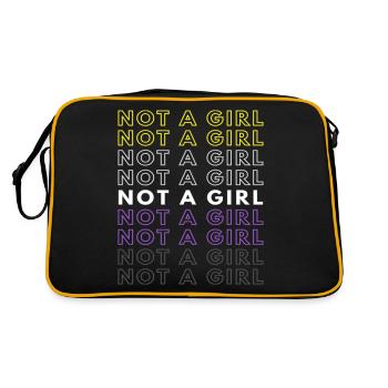 Not A Girl Nonbinary Pride Gift Christmas Present - Retro Tasche - Schwarz/Gold - Hinten
