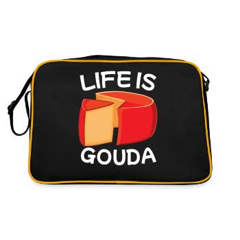 Gouda cheese piece - Retro Bag - black/gold - Back