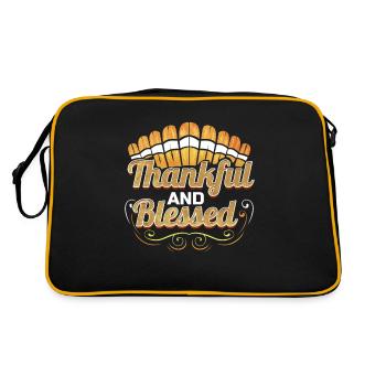 Turkey Feather Logo Thankful and blessed - Retro Tasche - Schwarz/Gold - Hinten