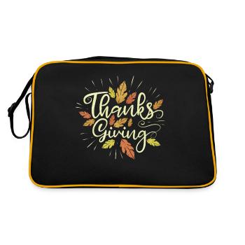 Handwritten Logo Brown Leaves Thanksgiving - Retro Bag - black/gold - Back