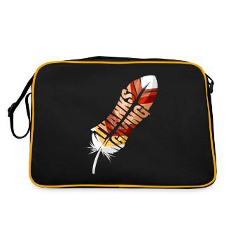 Noble Colorful Turkey Feather Thanksgiving - Retro Tasche - Schwarz/Gold - Hinten