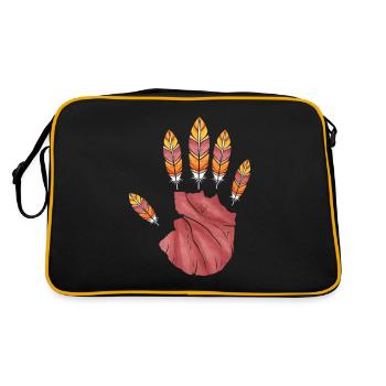 High Five Hand With Turkey Feather Fingers - Retro Tasche - Schwarz/Gold - Hinten