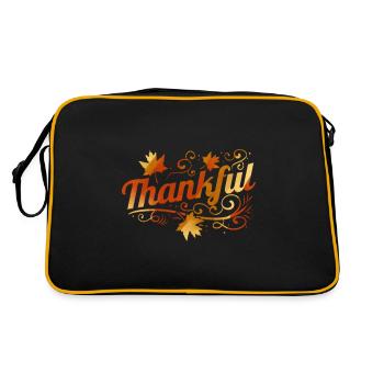 Ornament Brown Maple Leaves Thankful On - Retro Bag - black/gold - Back
