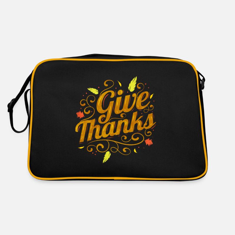 Give Thanks Logo For Thanksgiving Retro Tasche