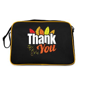 Thank You Logo with Colored Feathers Thanksgiving - Retro Tasche - Schwarz/Gold - Hinten