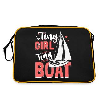 Little Girl Small Boat Sailing School Baltic Sea - Retro Bag - black/gold - Back