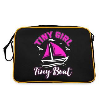Little Girl Small Boat Sailing School Baltic Sea - Retro Bag - black/gold - Back