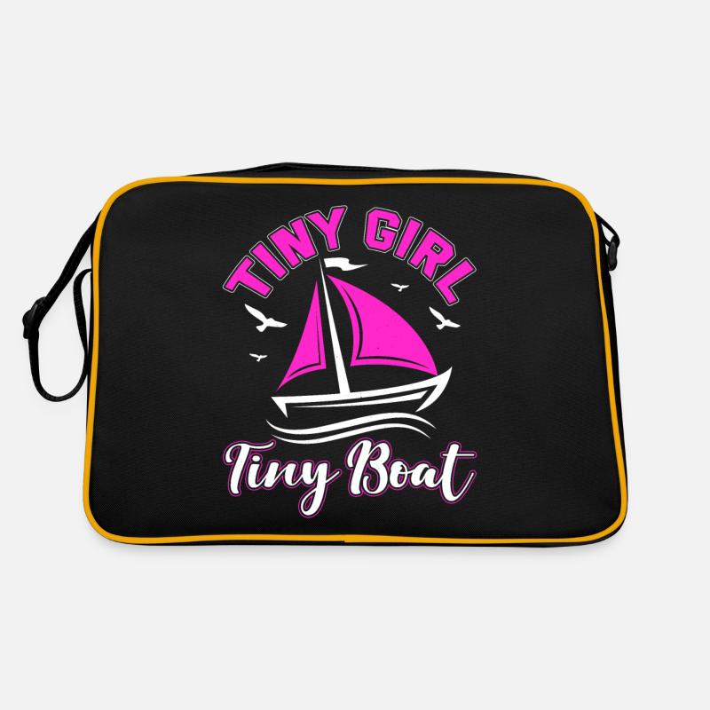 Kleines Mädchen Kleines Boot Segelschule Ostsee - Retro Tasche - Schwarz/Gold