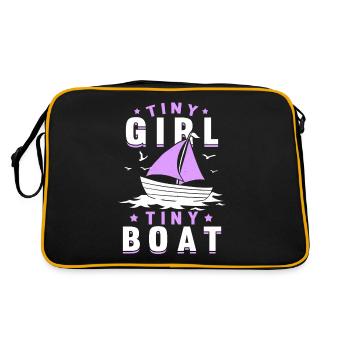 Little Girl Small Boat Sailing School Baltic Sea - Retro Bag - black/gold - Back