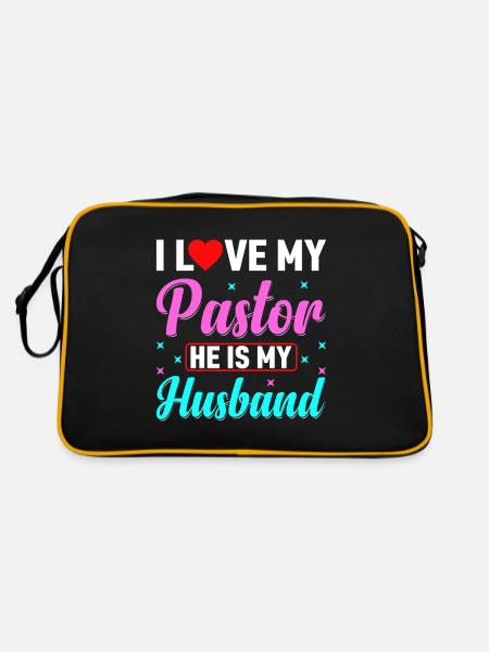 J’aime mon pasteur Il est mon mari Jésus - Sac Retro - noir/or - Dos