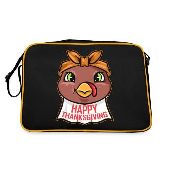 Dinde avec bave de serviette Bib Joyeux Thanksgiving - Sac Retro - noir/or - Dos