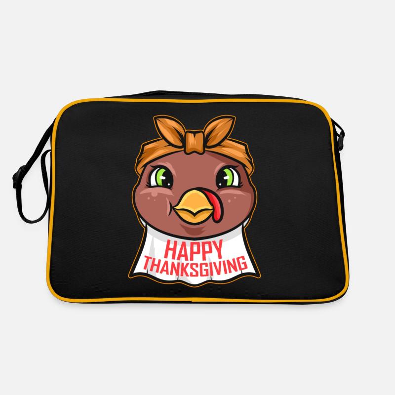 Dinde avec bave de serviette Bib Joyeux Thanksgiving Sac Retro