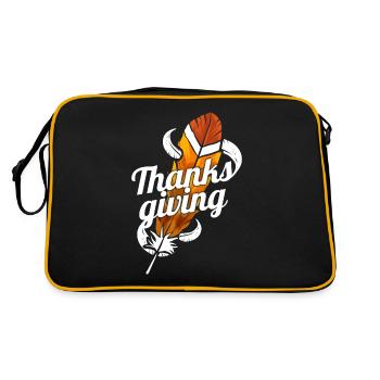 Beautiful Turkey Feather Thanksgiving - Retro Tasche - Schwarz/Gold - Hinten
