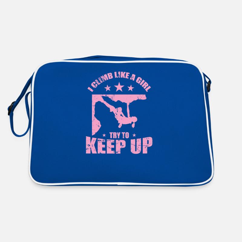 I Climb like a Girl Try to Keep up Bouldern Retro Tasche