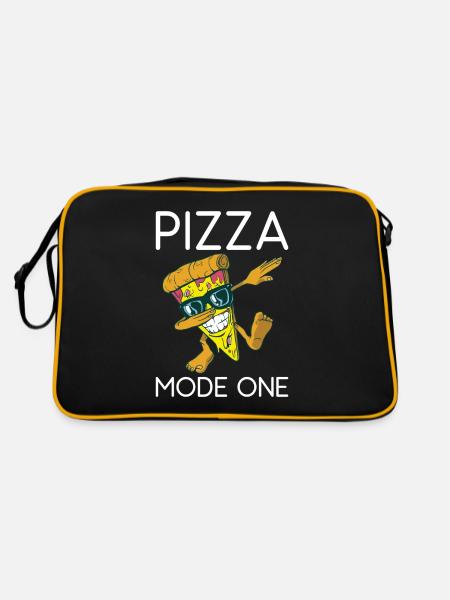 Snack Pizzalove Pizza Lover Geschenk - Retro Tasche - Schwarz/Gold - Hinten