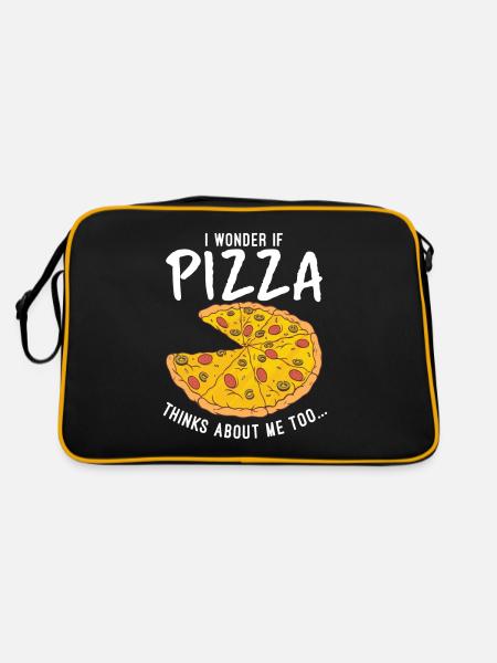 Snack Pizzalove Pizza Lover Gift - Retro Bag - black/gold - Back