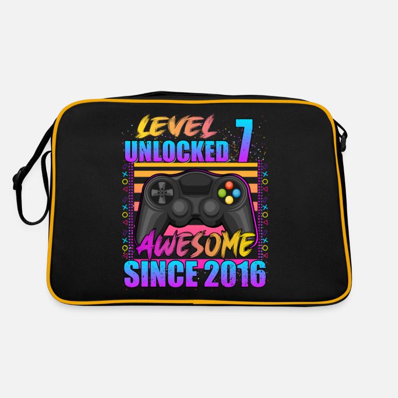 Video Game Level 7 Unlocked Awesome Since 2016 - Retro Bag - black/gold