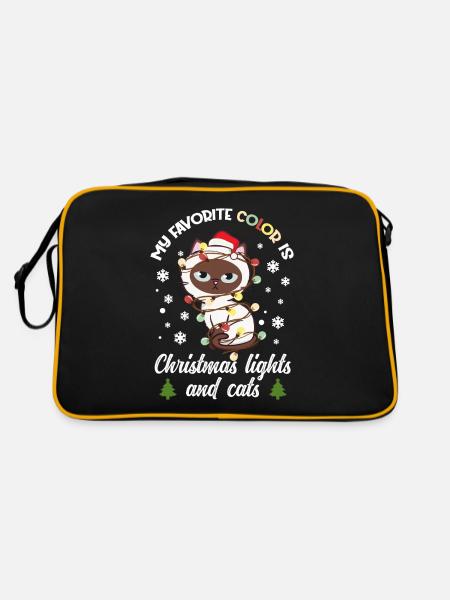 my favorite color is christmas lights and cats - Retro Tasche - Schwarz/Gold - Hinten