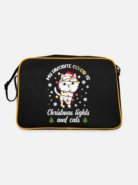 my favorite color is christmas lights and cats - Retro Tasche - Schwarz/Gold - Hinten