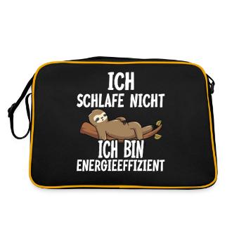 Faultier Geschenkidee Für Kollegen Langschläfer - Retro Tasche - Schwarz/Gold - Hinten