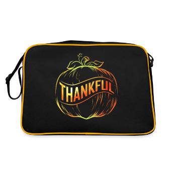 Pumpkin With Bandage Ribbon Thankful Thanksgiving - Retro Bag - black/gold - Back