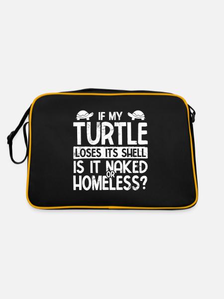 Schildkröten - Retro Tasche - Schwarz/Gold - Hinten