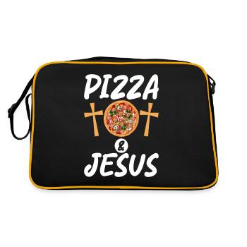 Snack Pizzalove Pizza Lover Geschenk - Retro Tasche - Schwarz/Gold - Hinten