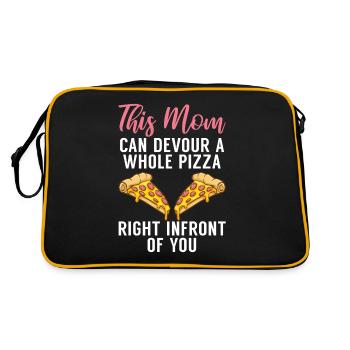 Snack Pizzalove Pizza Lover Geschenk - Retro Tasche - Schwarz/Gold - Hinten