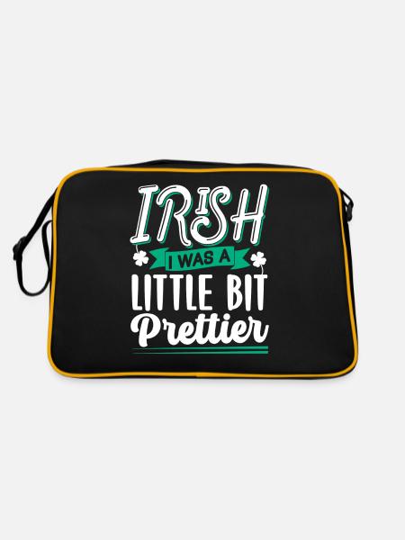 St Patricks Tag Gälisch Irland Ire Irisch - Retro Tasche - Schwarz/Gold - Hinten