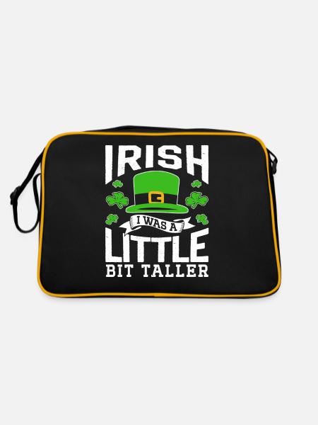 St Patricks Tag Irisch Irland Gälisch Ire - Retro Tasche - Schwarz/Gold - Hinten