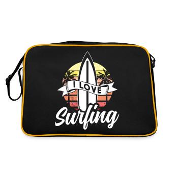 J’aime le surf surf planche de surf surfeur - Sac Retro - noir/or - Dos