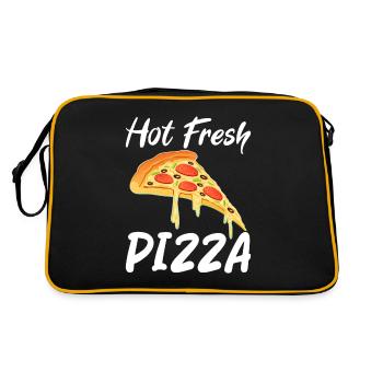 Snack Pizzalove Pizza Lover Geschenk - Retro Tasche - Schwarz/Gold - Hinten