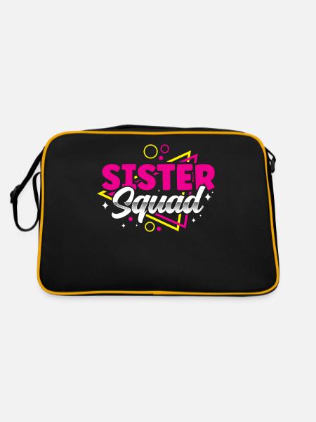 Schwestern Team Freund Schwester Freundschaft - Retro Tasche - Schwarz/Gold - Hinten
