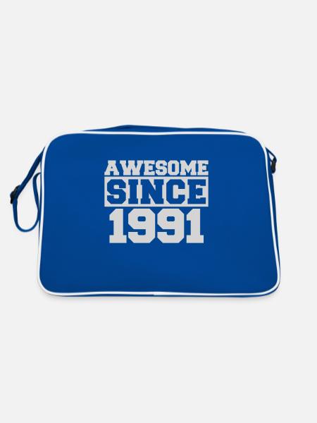 Awesome since 1991 - Retro Tasche - Blau/Weiß - Hinten