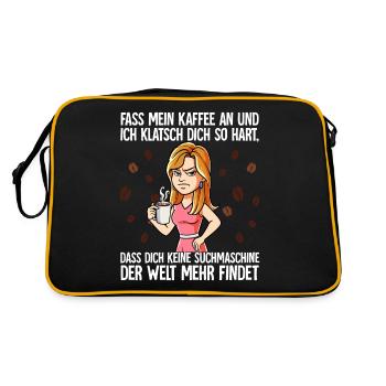 Fass mein Kaffee an und ich klatsch dich Kaffee - Retro Tasche - Schwarz/Gold - Hinten