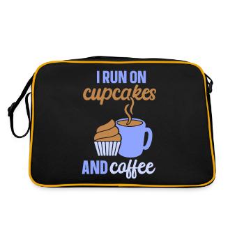 Ich Laufe Auf Cupcakes Und Kaffee Essen Cupcake - Retro Tasche - Schwarz/Gold - Hinten