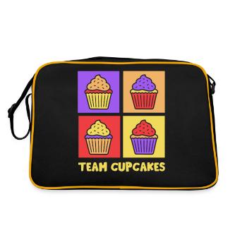 Team Cupcakes Essen Süß Cupcake Liebhaber - Retro Tasche - Schwarz/Gold - Hinten