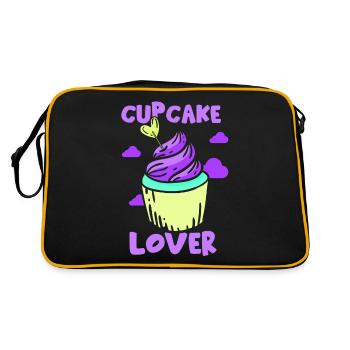 Cupcake Liebhaber Cupcakes Essen Süß - Retro Tasche - Schwarz/Gold - Hinten