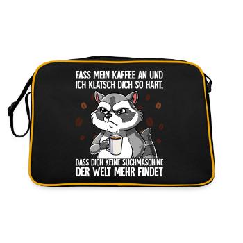 Fass mein Kaffee an und ich klatsch dich Kaffee - Retro Tasche - Schwarz/Gold - Hinten