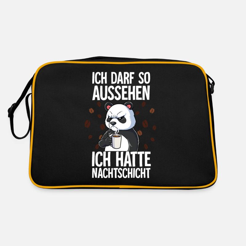 Ich Hatte Nachtschicht Kaffee Panda Retro Tasche
