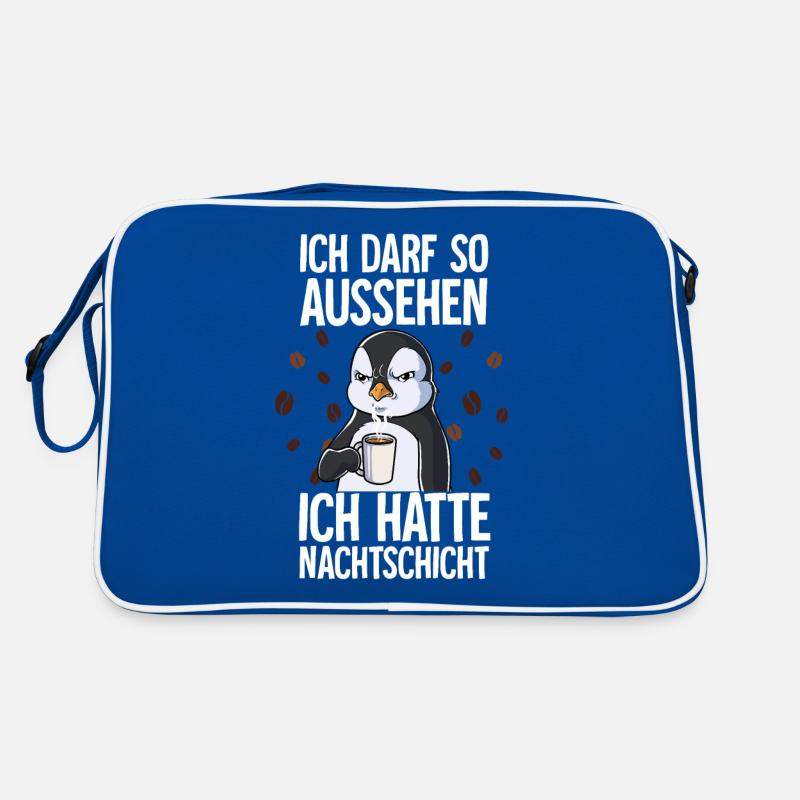 Ich Hatte Nachtschicht Kaffee Pinguin Retro Tasche